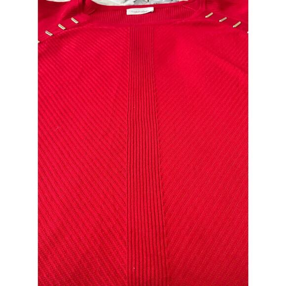 CALVIN KLEIN LONG RAGLAN SLV PULL-OVER RIBBED KNIT SWEATER, WOMENS, XL, RED - Picture 6 of 12